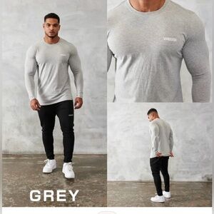 Vanquish Core Grey Slim Fit Long Sleeve T-Shirt - XL